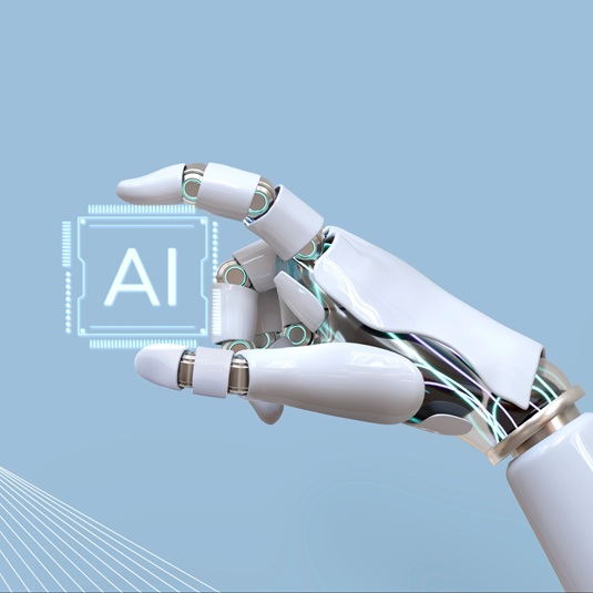 Robot holding AI tile