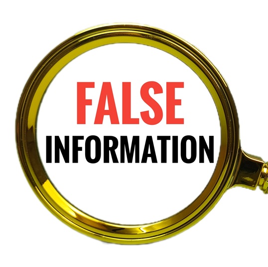 False information in magnifying glass