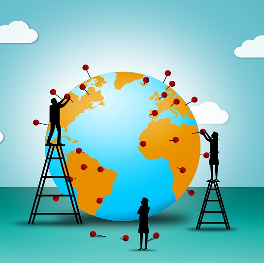 Placing pins in a globe